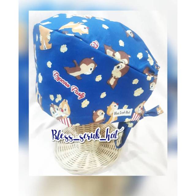Topi bedah motif/ Scrub hat/ Topi katun/ Kupluk/ Chipmunk