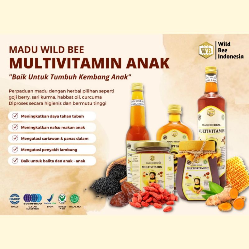 

Madu Multivitamin Anak / Madu Herbal Asli Murni 100% Wild Bee