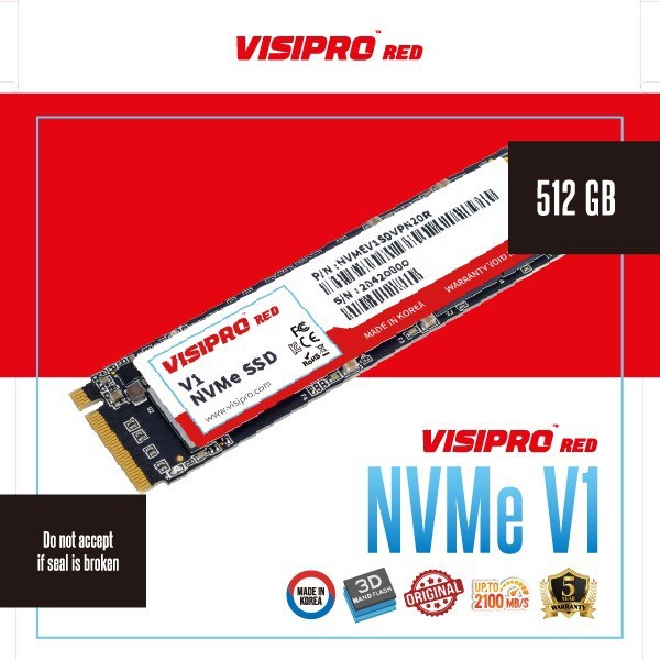 SSD 512GB Visipro Red NVMe V1 PCIe 3.0 x 4