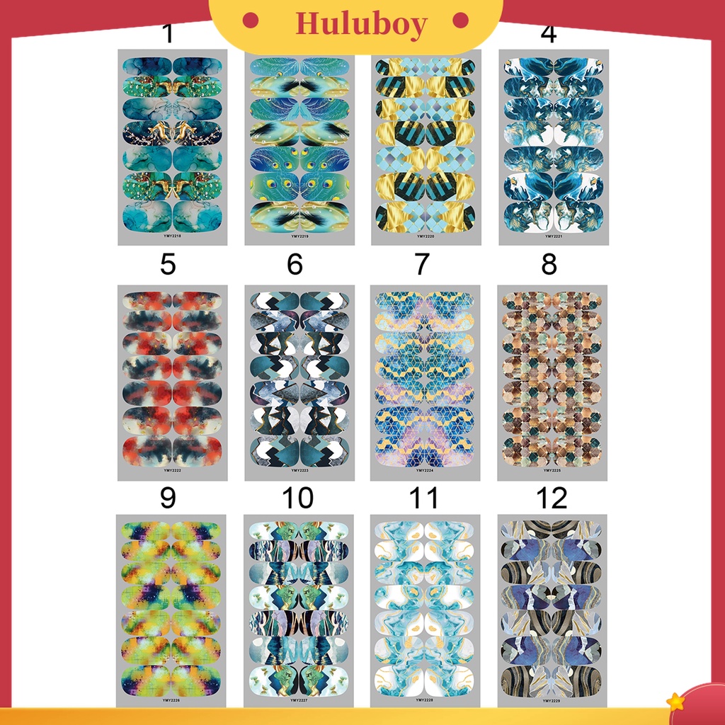 Huluboy Huluboy♡ Stiker Kuku Motif Marmer 12 Warna Untuk Nail Art