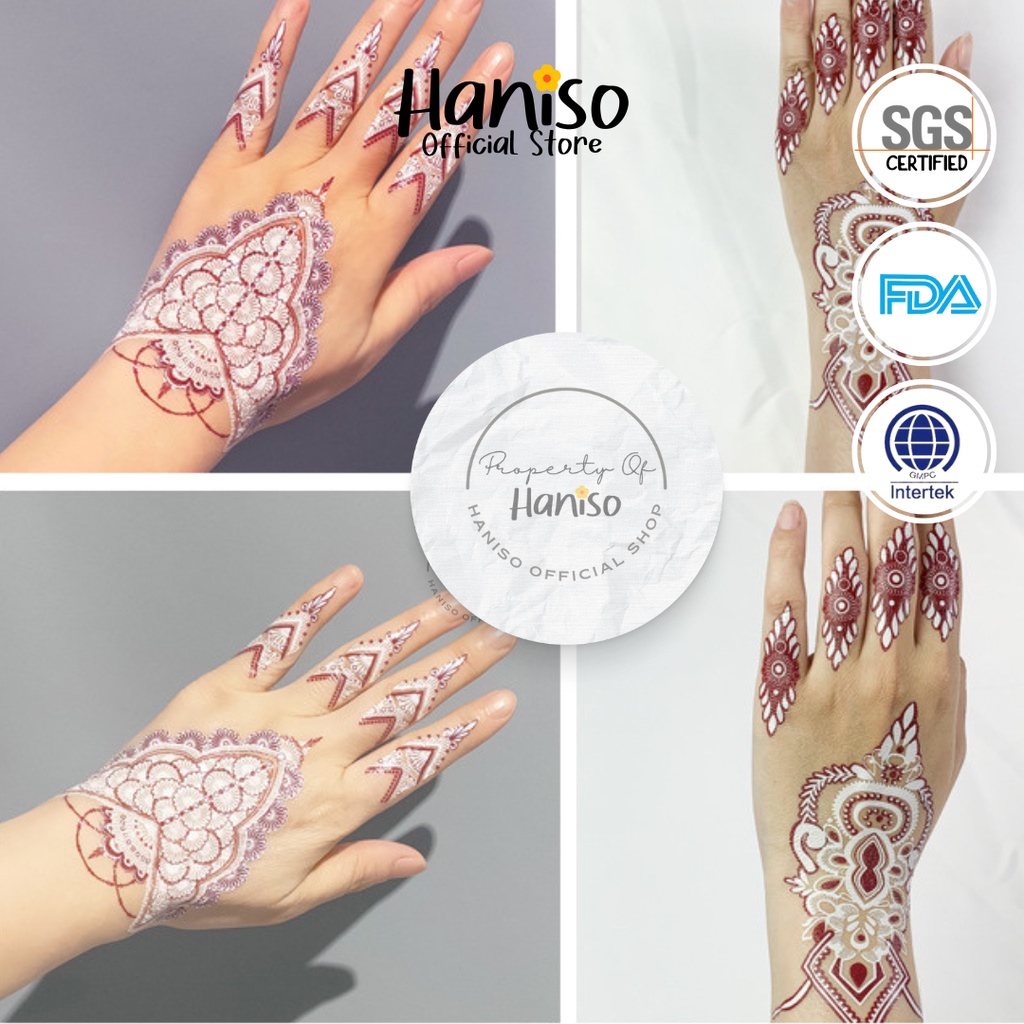 Two Tone White Maroon Henna Instan Pengantin Premium Temporer Sepasang