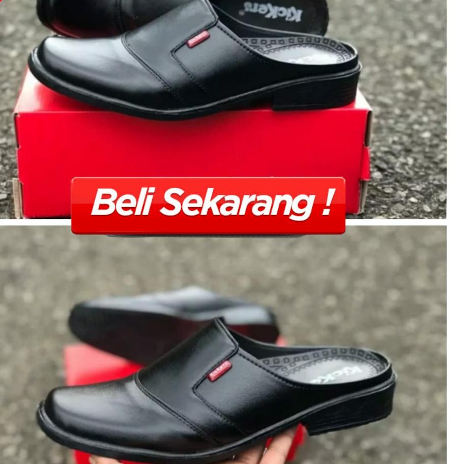 Obral sepatu slop kulit pria sepatu bustong kickers pria asli kulit slop kulit terbaru