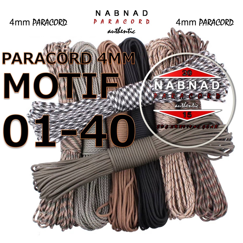 Nabnad Tali Paracord Motif 1-40 4mm 4 Mm Nabnad Paracord 550 [Harga Per Meter]