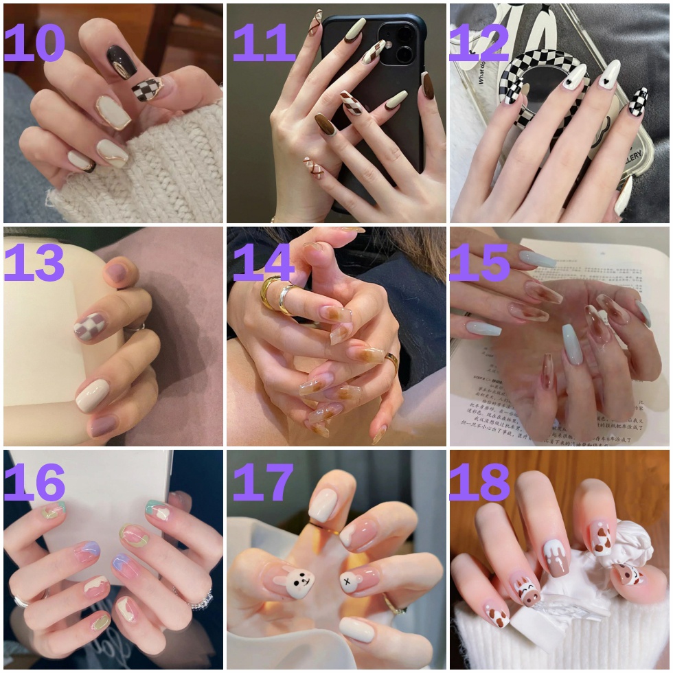 24pcs / Set stiker kuku palsu anti nail air 3d imlek kuku palsu murah pengantin panjang pendek anak bening polos wedding kaki manikur set nail sticker art