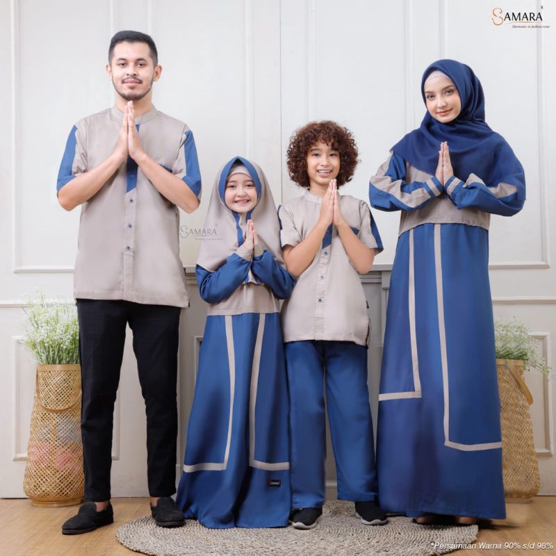 Gamis Samara I03 Midnight Blue X Khaky Busana Muslim gamis sarimbit nibras alwa rauna baju couple ke