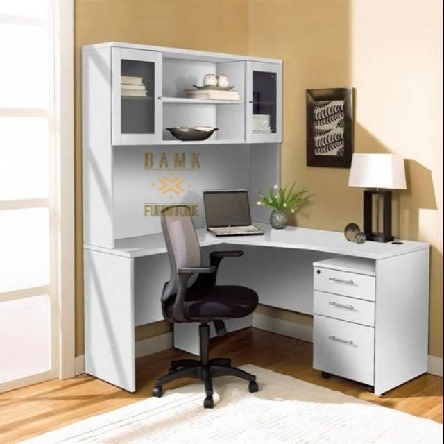 Meja kerja set almari leter L Duco