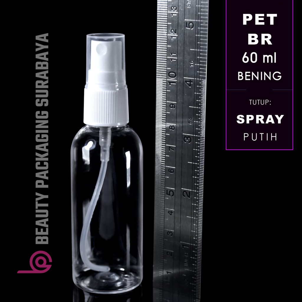 Botol Plastik PET 60ml BR Bening Tutup Spray