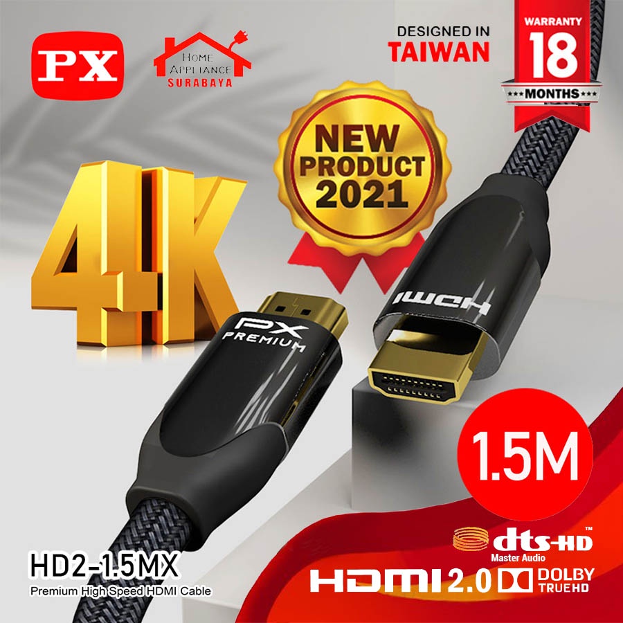 Kabel HDMI Ultra HD 4K High Speed HDR Nylon Braided 1.5M PX HD2-1.5MX