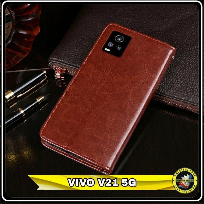 Casing Vivo V 21 V21 Flip Case Sarung Dompet kulit Premium Cover