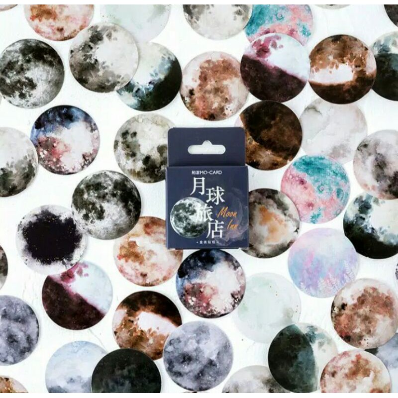 

46pcs aesthetic stiker box planet dan bulan lucu utk dekorasi scrapbook/album