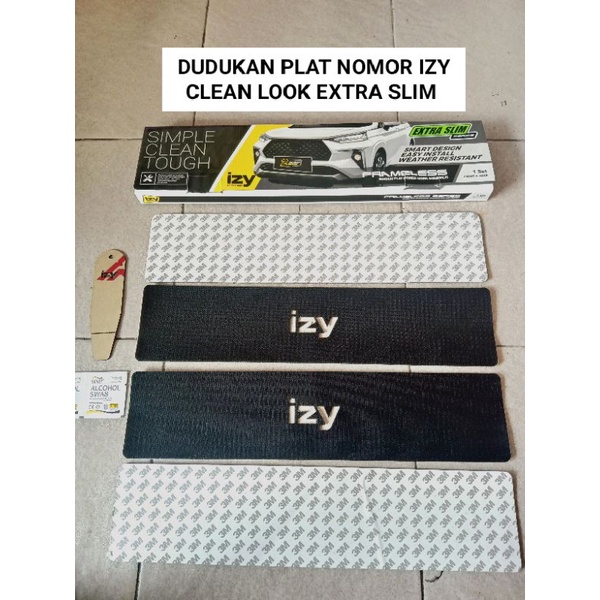 DUDUKAN PLAT NOMOR FRAMELESS IZY TANPA BINGKAI PLAT (SEPASANG)