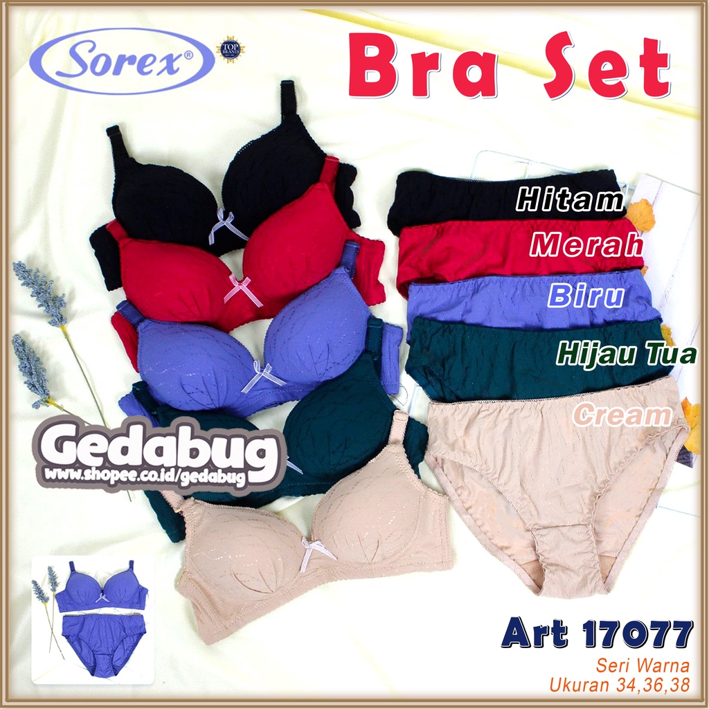 Bra Set Sorex 17077 | Bra Busa Tanpa Kawat | Setelan BH + CD Cantik