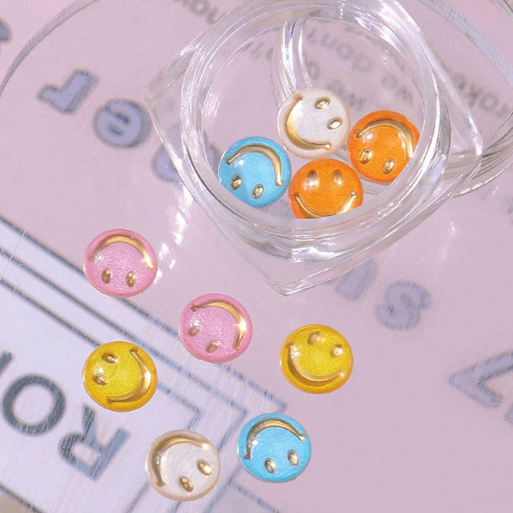 NEEDWAY Perhiasan Kuku Smiley Face Gaya Jepang Timbul Tiga Dimensi Bunga Matahari DIY Nail Art