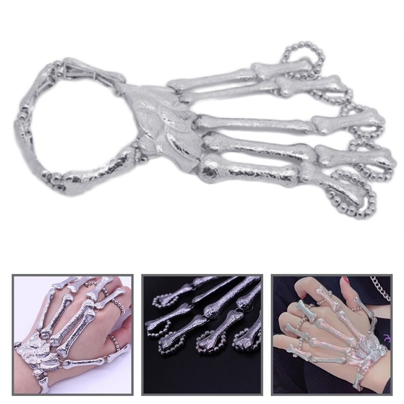 Exaggerated Bracelet Hand Chain Creative Metal Skeleton Finger For Halloween Party