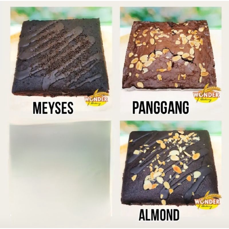 Jual Brownies Kukus Toping Almond/ Messes atau Brownis Panggang Ukuran