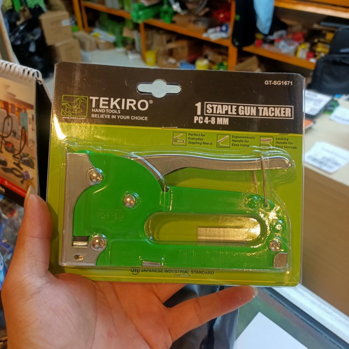 

staples Gun merk Tekiro untuk staples uk 4-8mm hijau jtp