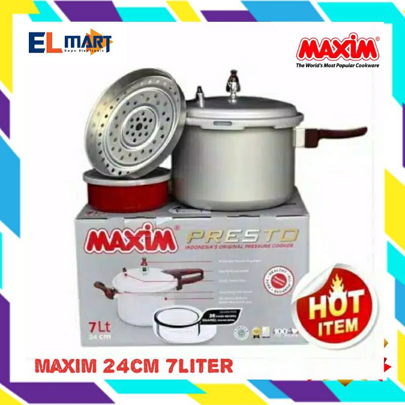 Maxim panci presto Alumunium 7 liter pressure cooker 7L pengempuk daging ikan