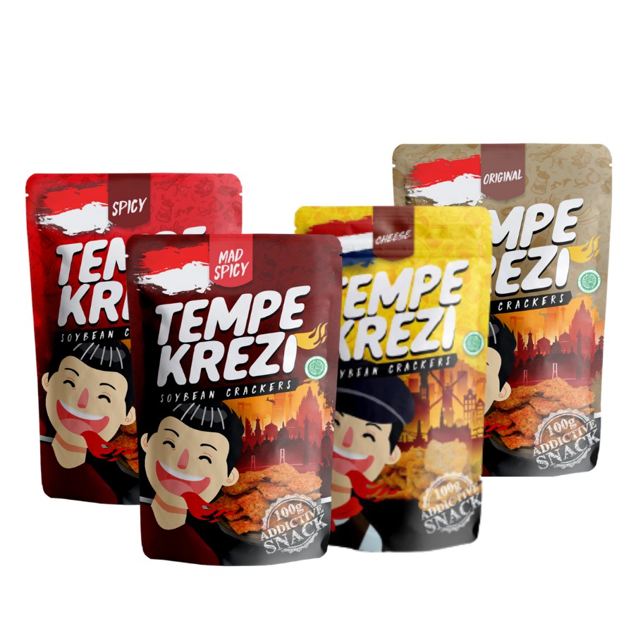 

Paket Tempe Krezi 4 Pcs (SPICY,ORIGINAL,CHEESE,KOREAN SPICY)