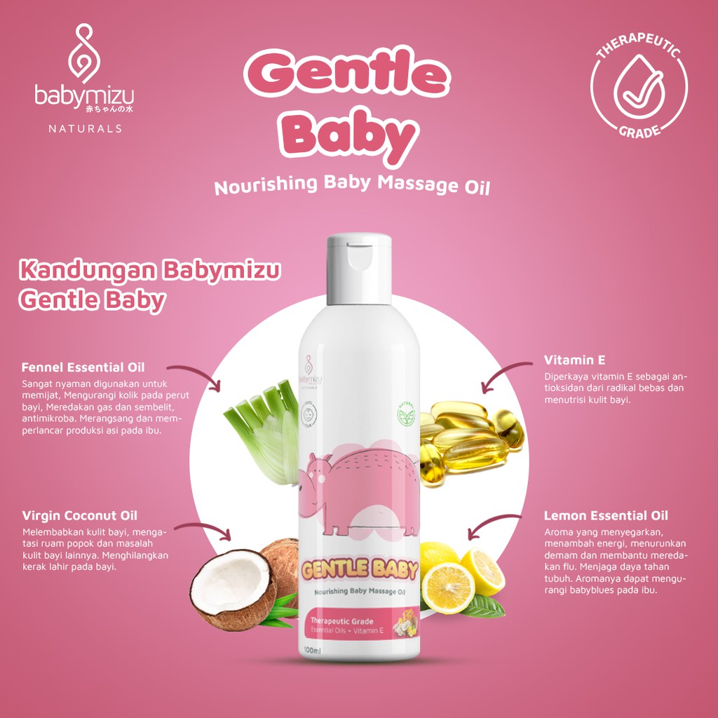 BABYMIZU Gentle Baby - Message Oil Anti Colic (Minyak Pijat Bayi Anti Colic) 100 ml