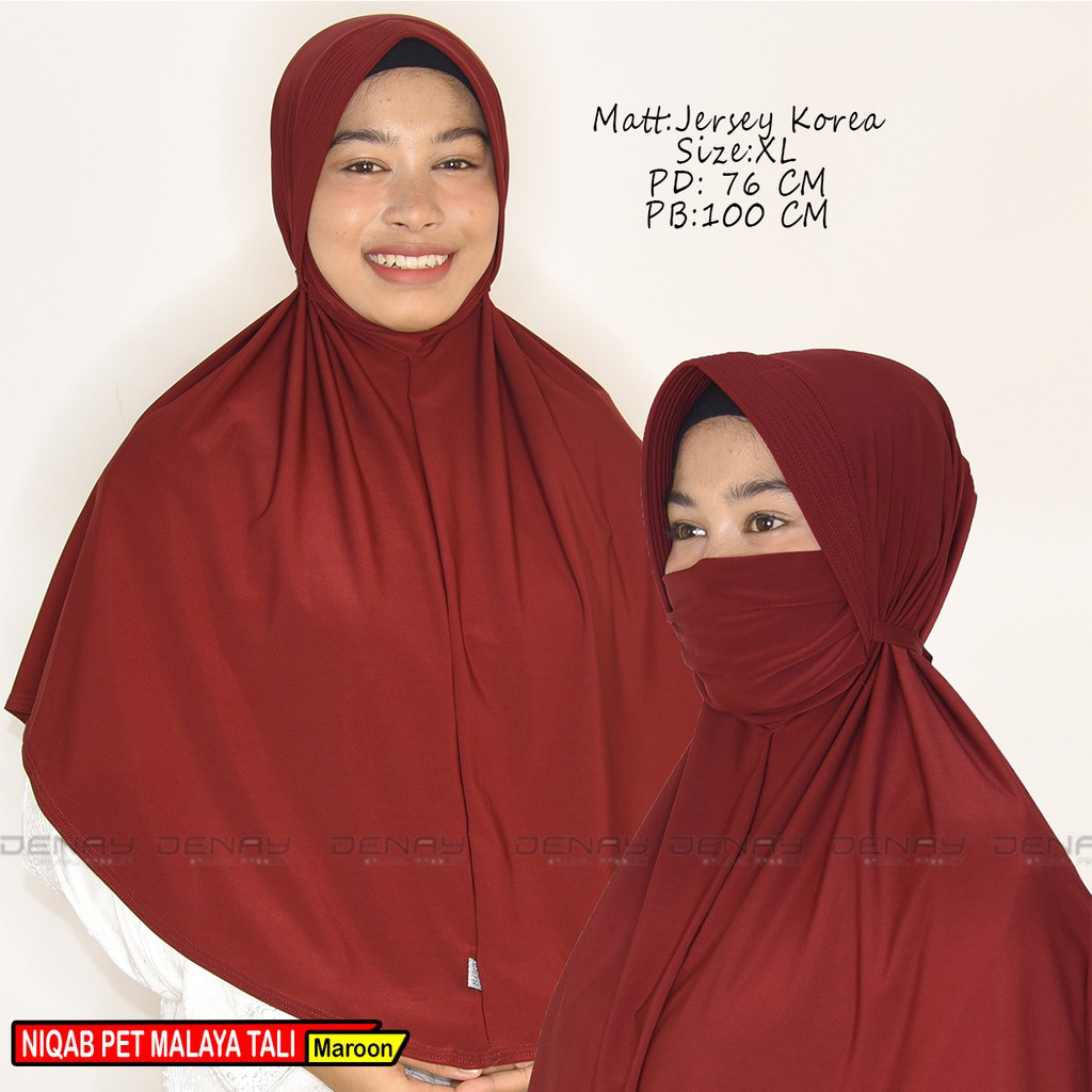 TOKODENAY - Hijab Masker - Niqab Malaya 2in1 - Bahan Jersey - Jilbab Wanita Muslimah - Best Seller