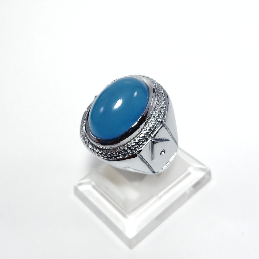 CINCIN BATU AKIK BLUE SKY CHALSEDONY WARNA TOP