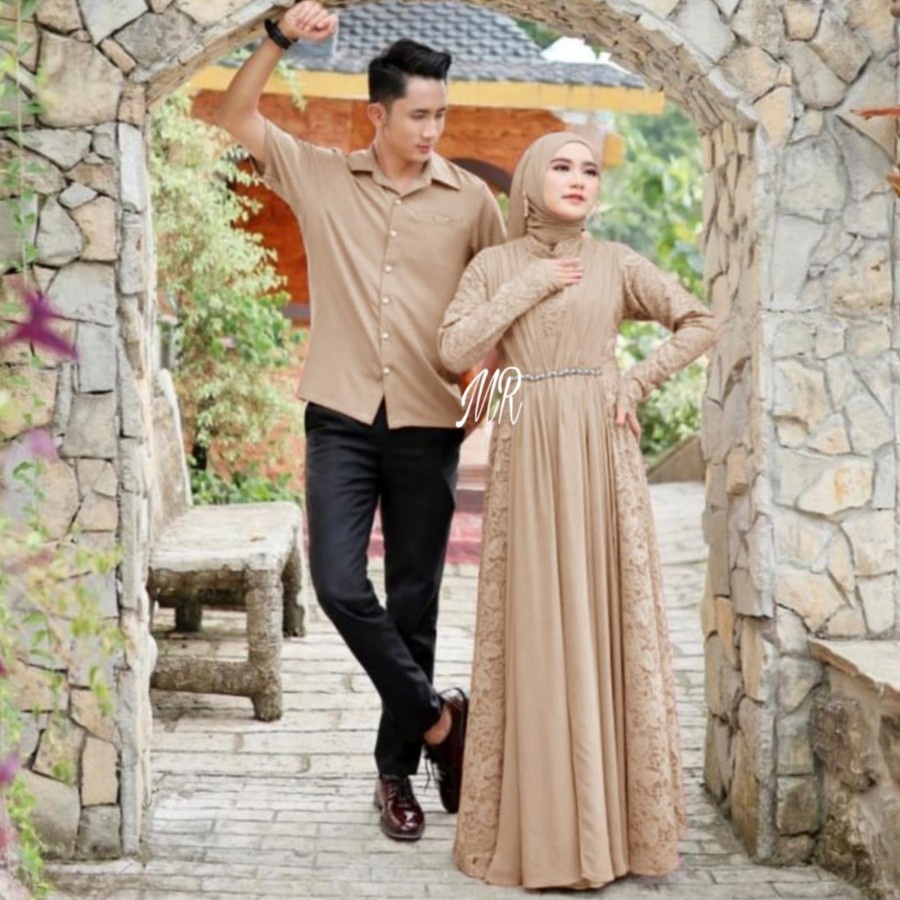 Gamis Couple Baju Gamis Couple Pasangan suami/istri lebaran Gamis Pasangan Modern baju muslim couple