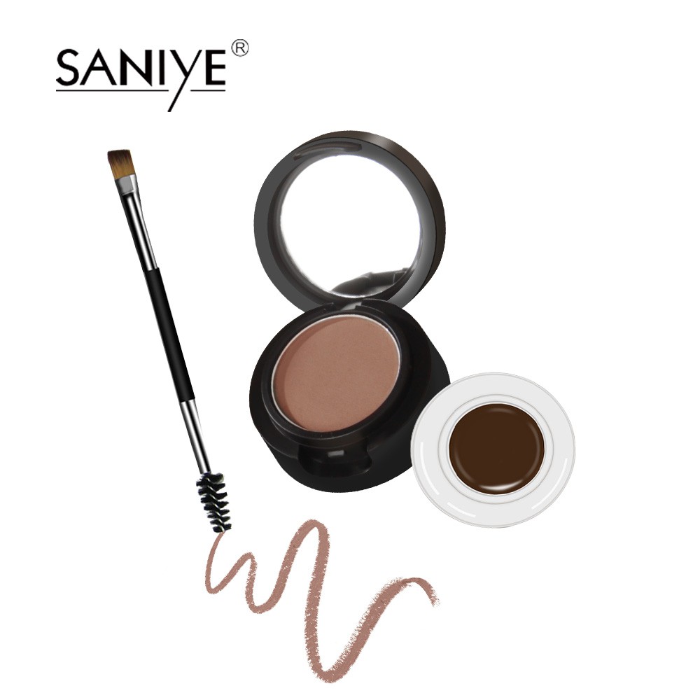 SANIYE 4 In 1 Besar Double Layer Gel Alis 3D Kecantikan Eyebrow Powder Eyebrow Gel With Brush With Mirror M250