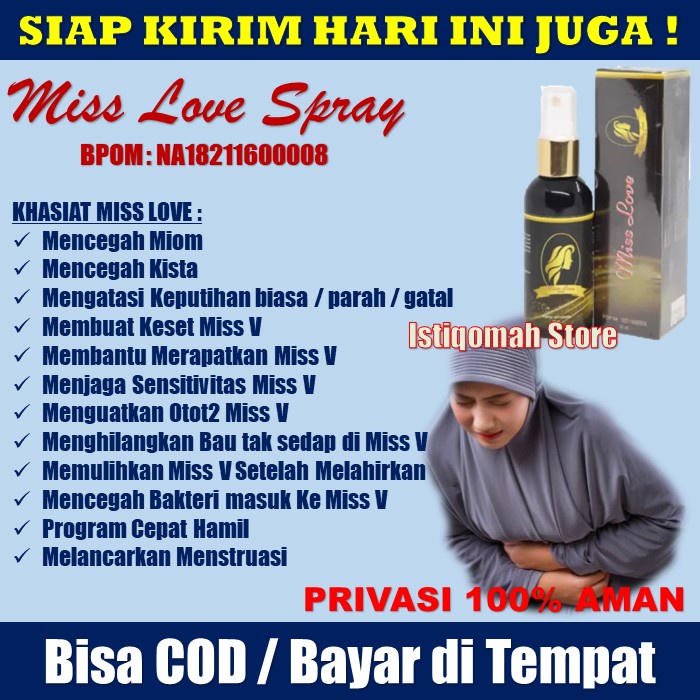 MISS LOVE SPRAY Obat Kista Paling Ampuh - Atasi Kista Ovarium - Herbal Kista Dan Miom - Kista Coklat - Kista Bartholin - Kista Dirahim - Penghancur Kista Miom - Kanker Serviks, Haid Bermasalah - Keputihan, Kemandulan - Herbal Alami Terampuh Original Bpom