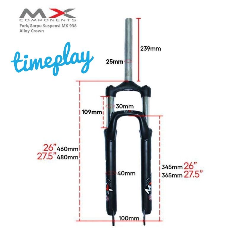 Garpu / Fork Sepeda MTB 26 inch dan 27,5 inch MX Trex