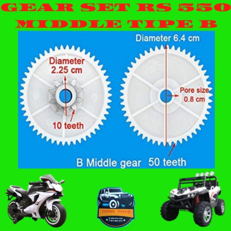 GEAR SET  RS 550 Type B MIDDLE Gear Pliko/Gear/Gearbox/Mobil Motor aki mainan