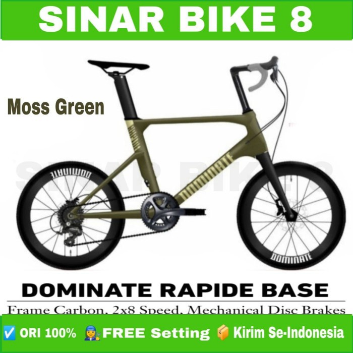 Sepeda Minivelo Ukuran 20 Inch DOMINATE RAPIDE BASE Carbon 2x8 Speed