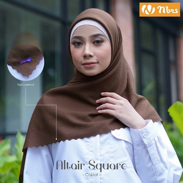 [ SALE ] NIBRAS HIJAB NBRS ALTAIR SQUARE SEGIEMPAT COKLAT HITAM PUTIH MAROON NAVY POLOS SEKOLAH SYAR