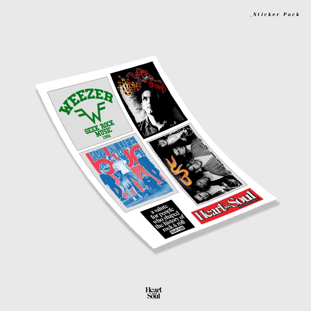 HEART AND SOUL - STICKER PACK BAND - THE CURE, WEEZER, BLUR
