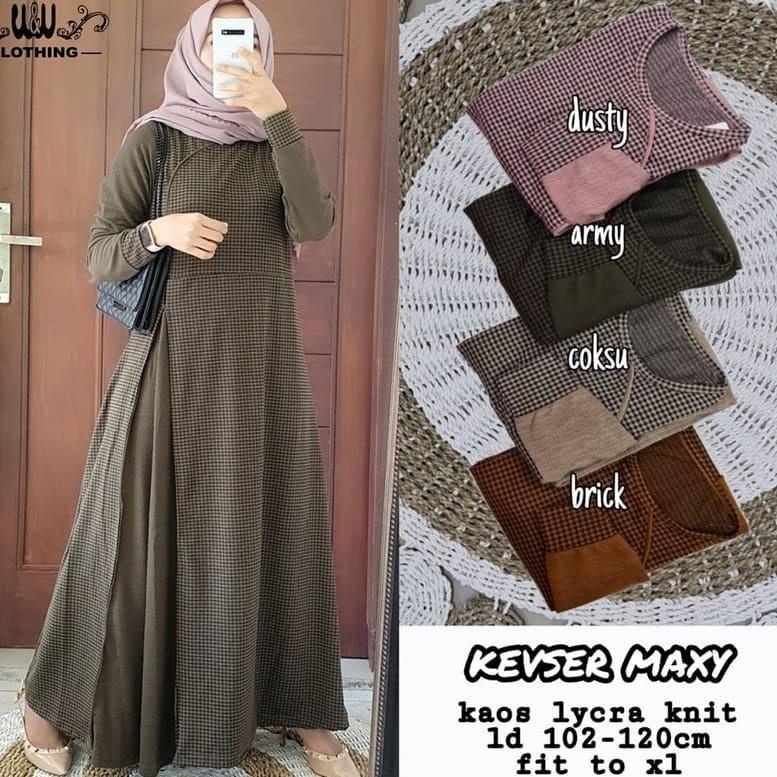 COL.22Jn22ᴮ | Gamis Wanita Raynella Maxy Kaos Import Polos Kombinasi Salur Kotak Melar Nyaman Dipaka