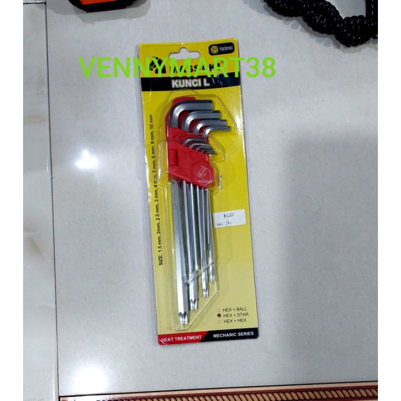 Kunci L set 9 pcs/kunci L komplit/kunci L serbaguna/kunci L murah/kunci L bintang/kunci L massaku