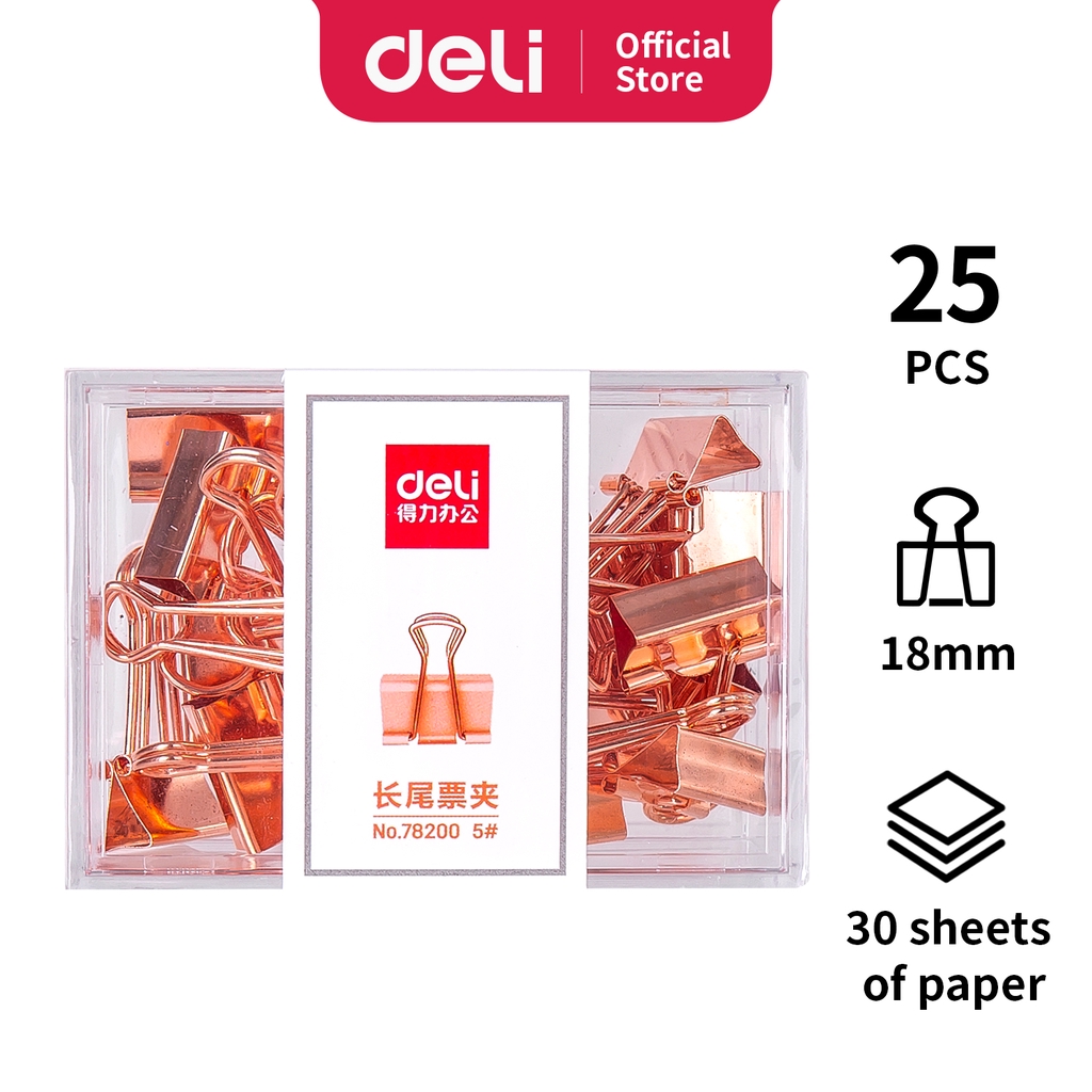 

Deli Office Binder Clip / Penjepit Rose Gold Isi 12 / 25pcs 78200 78201