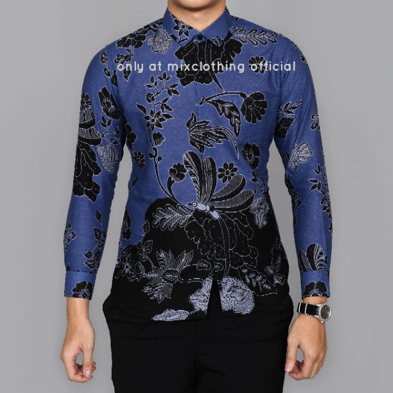 BAJU BATIK PRIA SLIM FIT MODERN DAN KEMEJA SLIMFIT MEWAH LENGAN PANJANG MIX CLOTHING D633