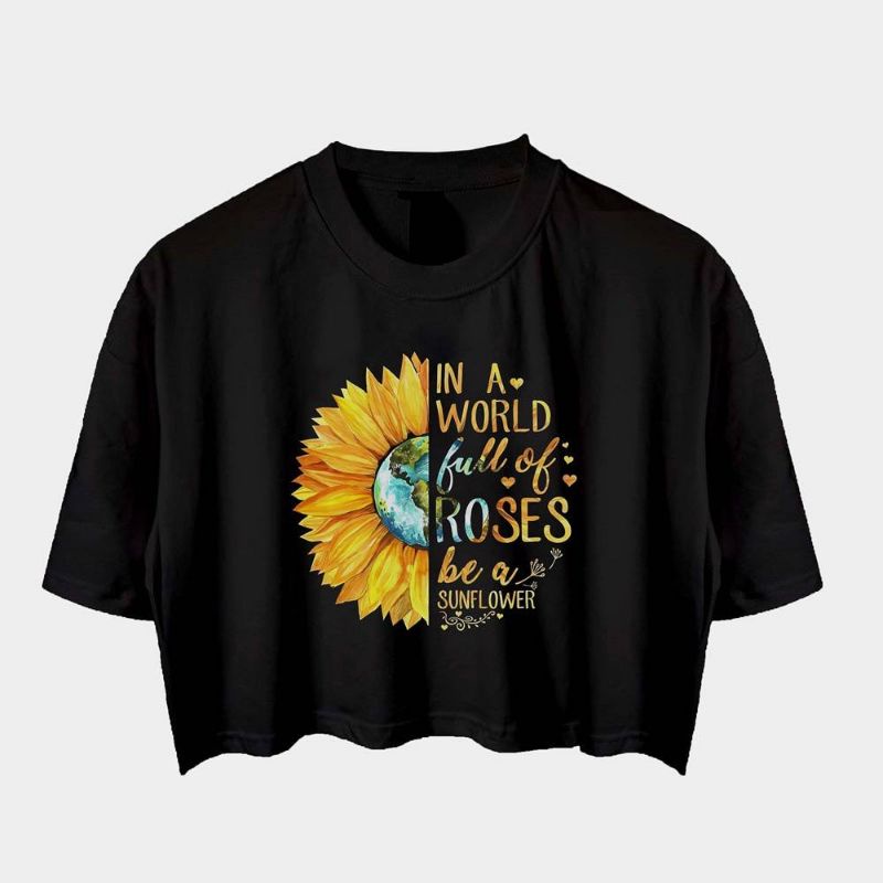 (M - XXL 3XL) CROP TOP Tee Kaos Crop Oversize SUMMER VIBES Korean Tumblr Ulzzang Fashion Cotton Combed Croptop Hitam T Shirt Pendek