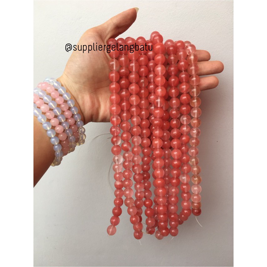 CHERRY QUARTZ 12mm dark pink beads manik batu alam renceng akik besar crafting aksesoris pria wanita