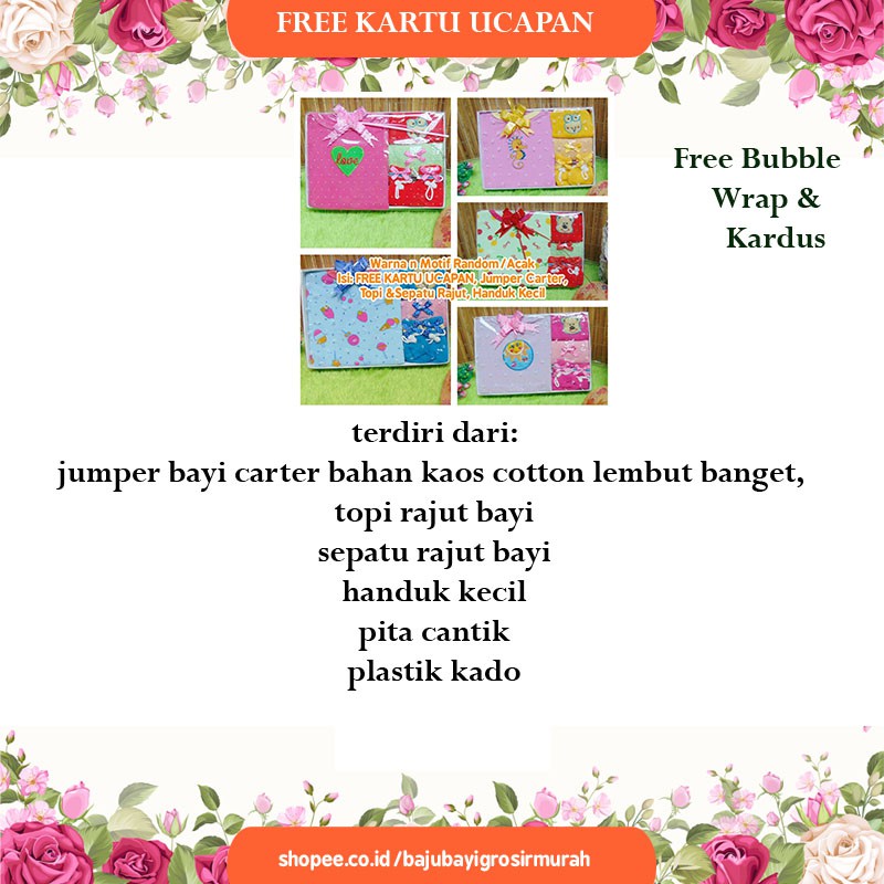 Kembarshop Free Kartu Ucapan Hadiah Ba Gift Kado Lahiran Ba Newborn Girl Perempuan Box Paket Kad Indonesia