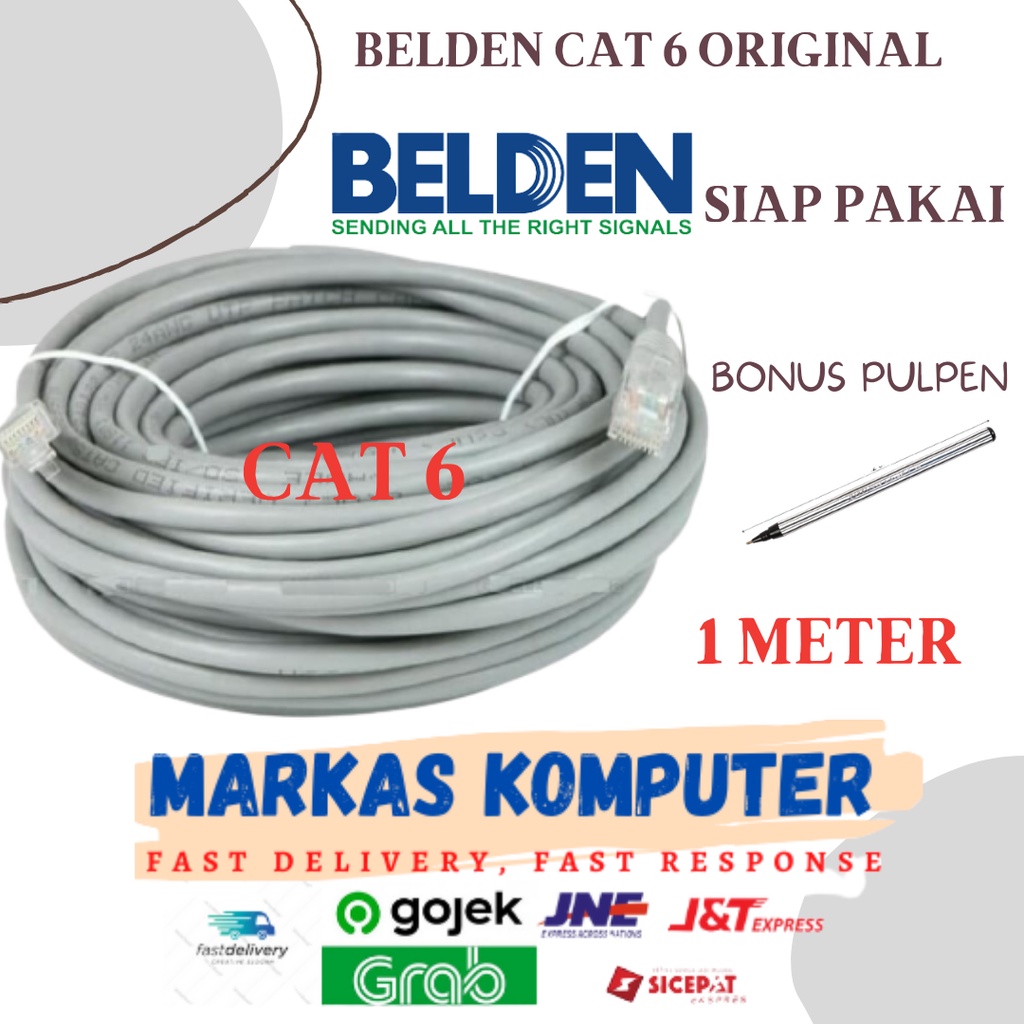 Kabel LAN UTP Belden Cat 6 1M - Cat6 Belden Original Siap Pakai 1 Meter