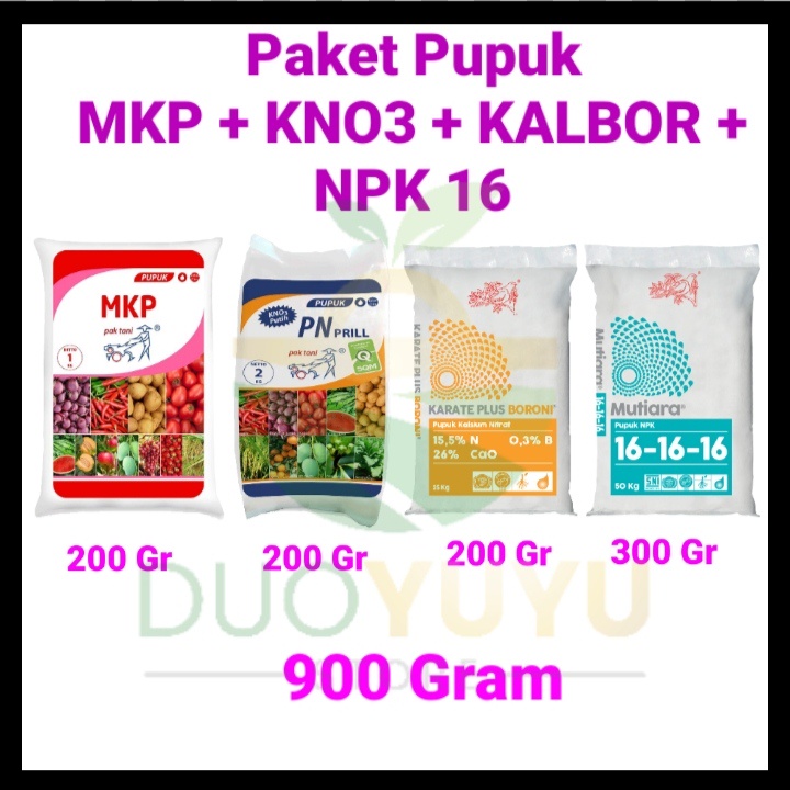 PAKET PUPUK MKP PAK TANI + KNO3 PUTIH + KARATE BORON + NPK MUTIARA PAKET PUPUK ANGGUR BUAH SAYUR