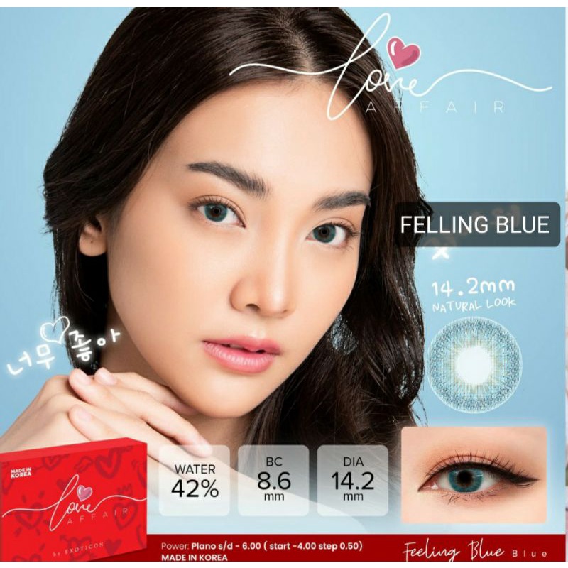 SOFTLENS LOVE AFFAIR. NORMAL/MINUS (s.d -6.00) MADE IN KOREA DIA.14.2mm