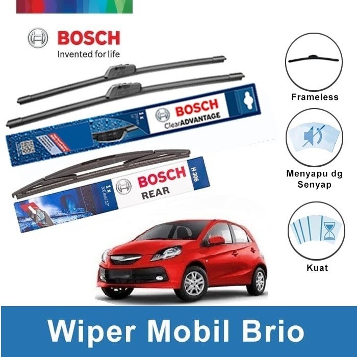 Wiper Depan Belakang Honda Brio BOSCH frameless ADVANTAGE