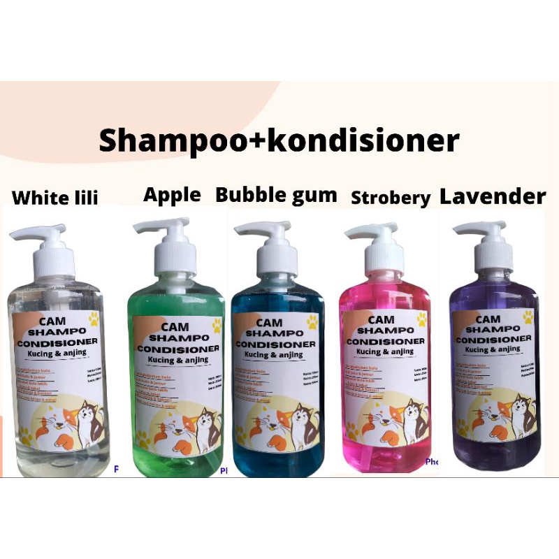 shampoo conditioner anti kutu/pelembut/anti jamur/penumbuh bulu /bakteri khusus kucing &amp; anjing netto 500ml