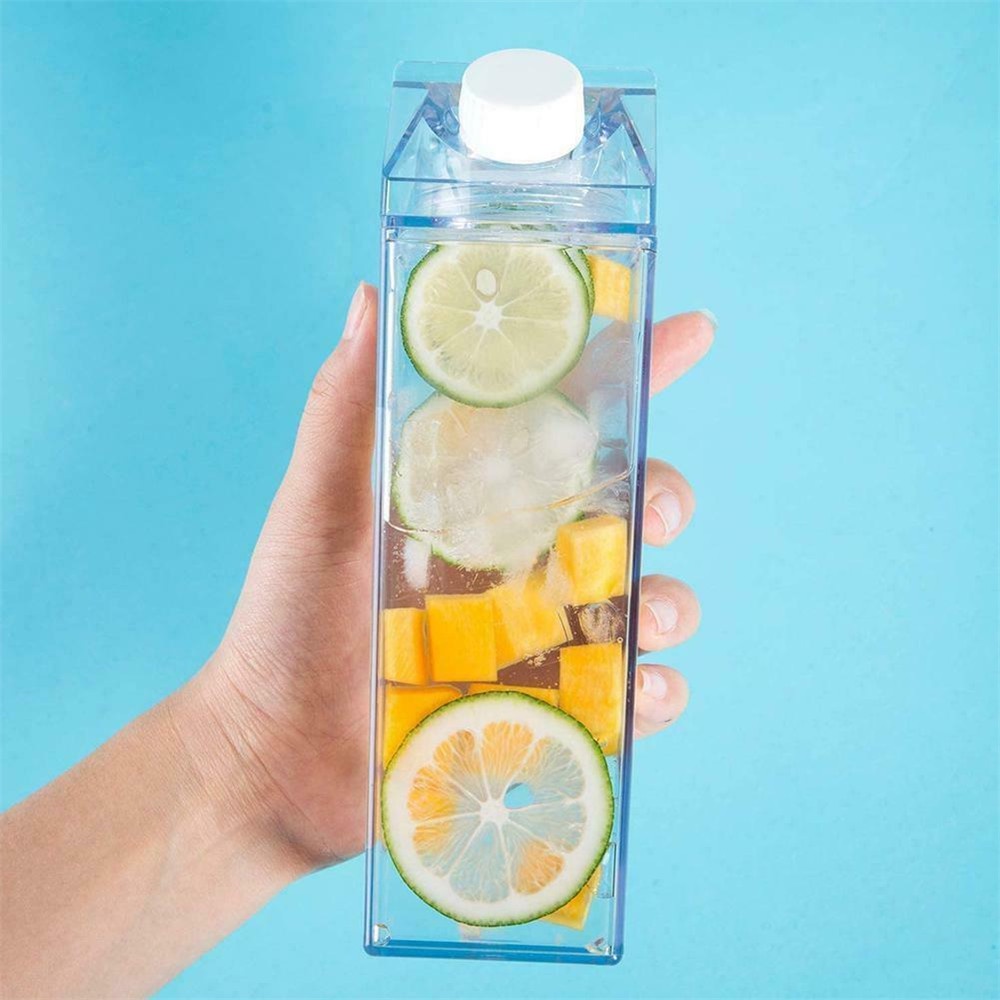 Dapur Anti Bocor Transparan Susu Kotak Berbentuk Cangkir Air Perlengkapan Minum Outdoor Climbing Camping Anak Pria Botol