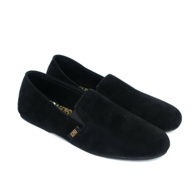 CHORD BLACK Sepatu Pria Casual Slip On Kulit Suede Selop Santai Slop Main Pesta Kondangan Trendy Keren Murah