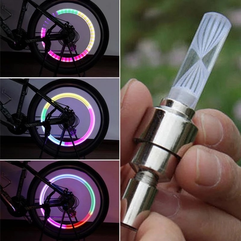 [ 2 Pcs Bicycle Tire Valve LED Lamp ] [ Mountain Road Bike Wheel Spoke Flash Lights ][for Car Bike Bicycle Motorcycle]