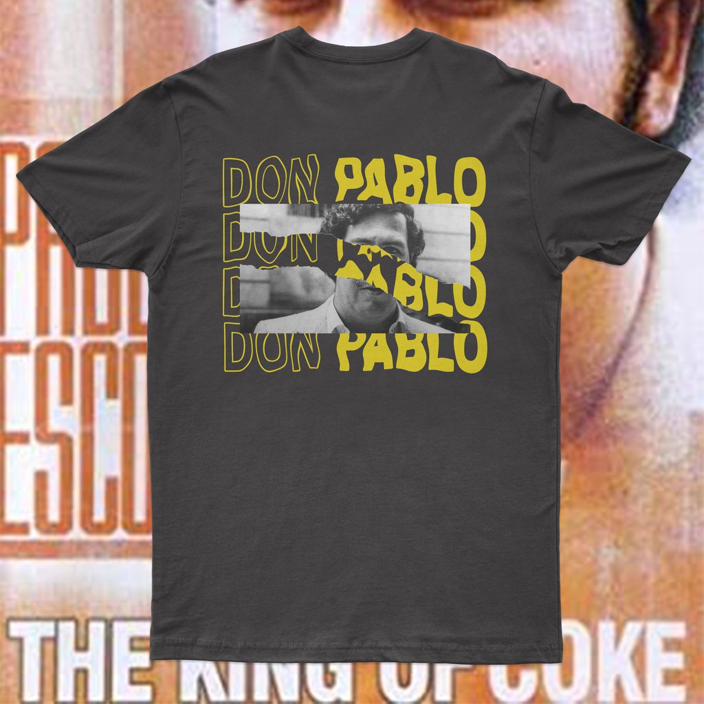 KAOS PABLO ESCOBAR MERCH - THE KING OF COCAINE NARCOS | CARTEL MEDELLIN | DESIGN DEPAN BELAKANG