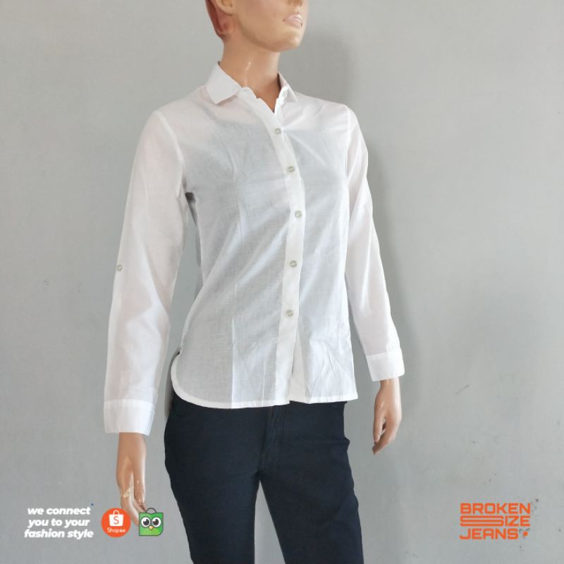 hem / kemeja putih polos wanita